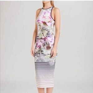 Floral Striped Midi Dress Laya